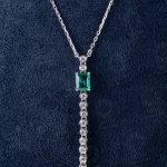 Dây Chuyền Đá Lục Bảo Đính Kim Cương